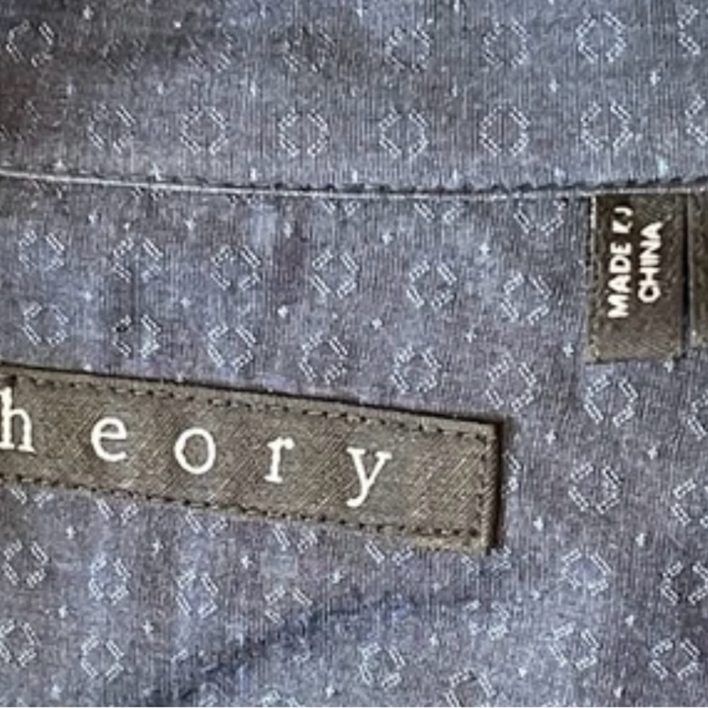 Theory Men’s Button-down Shirt Large Camrose 100% Cotton Collared Blue Office - Picture 6 of 9